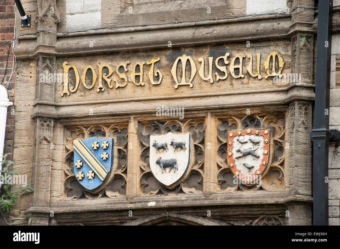 Detail der Eintritt in das Museum von Dorset in Dorchester, Dorset, England, UK. Stockfoto