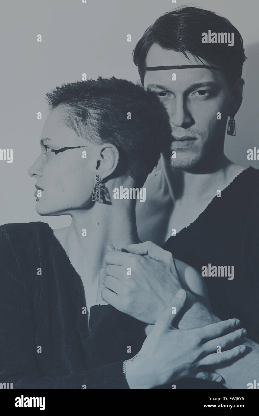 Porträt von Theater-Schauspieler auf weißem Hintergrund Stockfoto