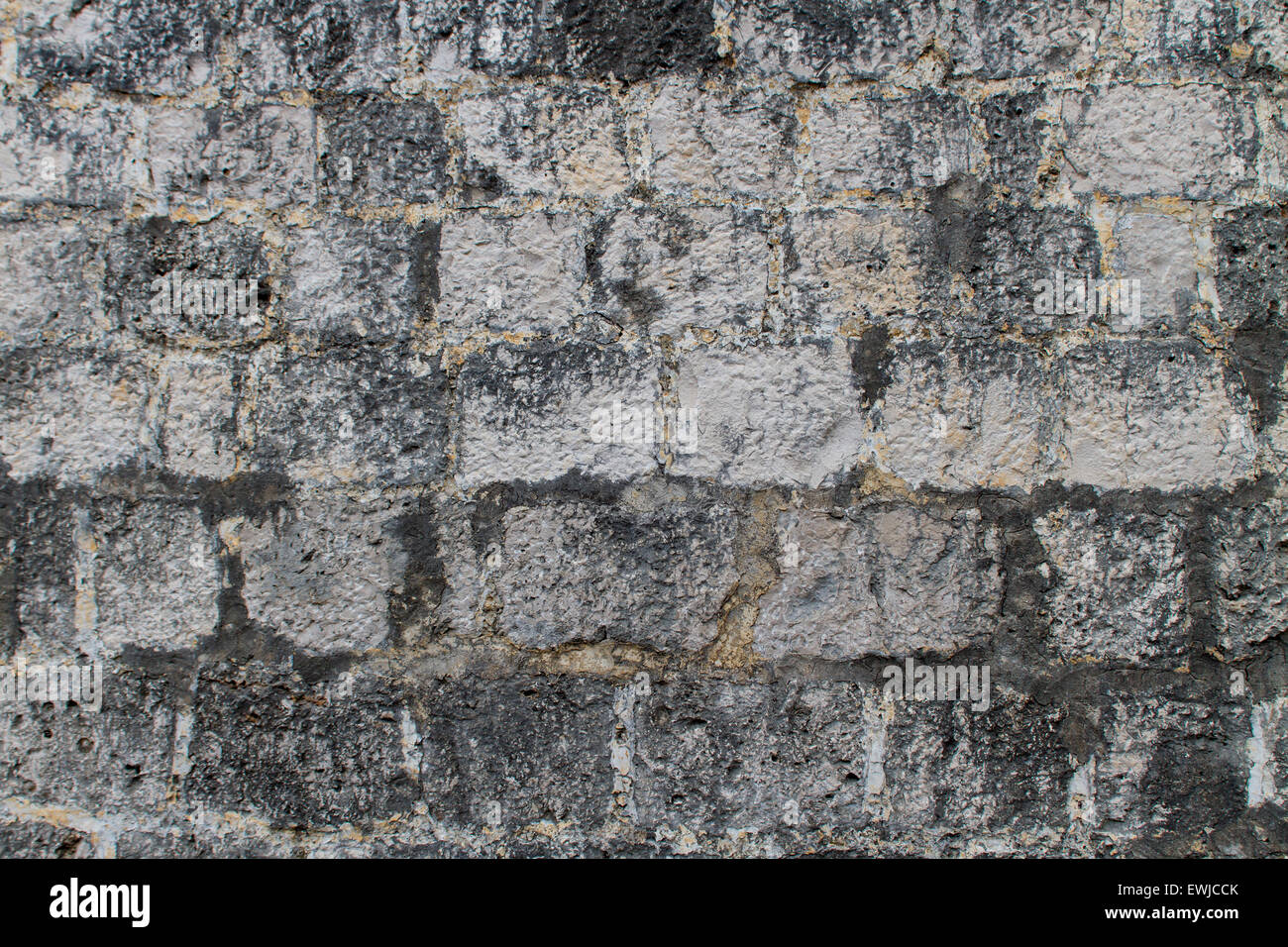 Detail der weißen Steinmauer Stockfoto