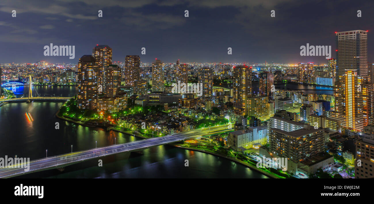 Tokyo Skyline bei Nacht Stockfoto
