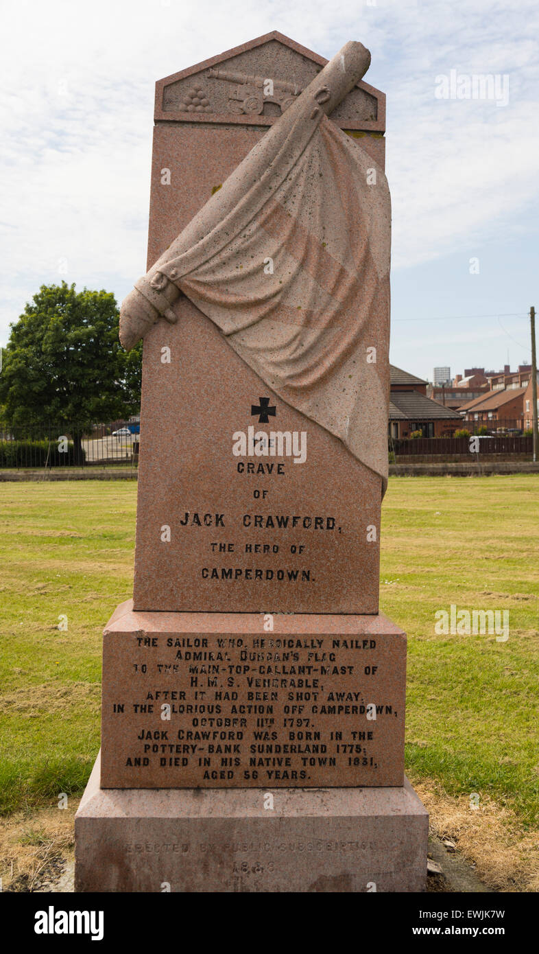 Denkmal-Grabstein für Jack Crawford der Held von der Seeschlacht bei Camperdown Stockfoto