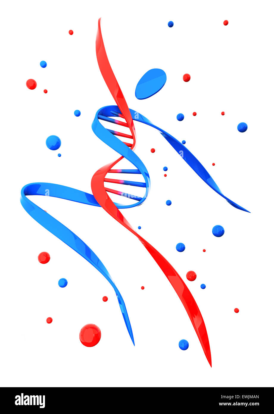DNA-Molekül in Form von Menschen, die isoliert auf weiss Stockfoto