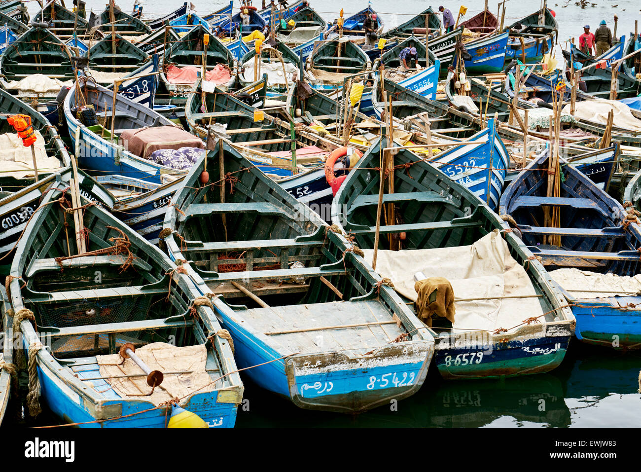 Agadir, Fischerboote im alten Hafen. Marokko Stockfoto