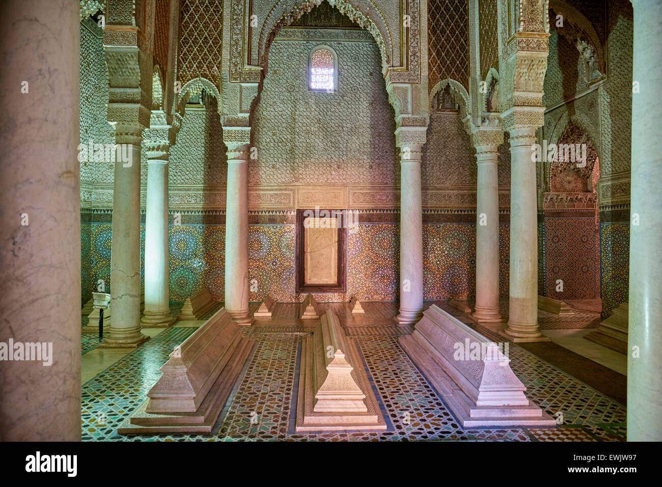 Innenraum der Saadian Gräber, Marrakesch, Marokko Marrakesch Afrika Stockfoto