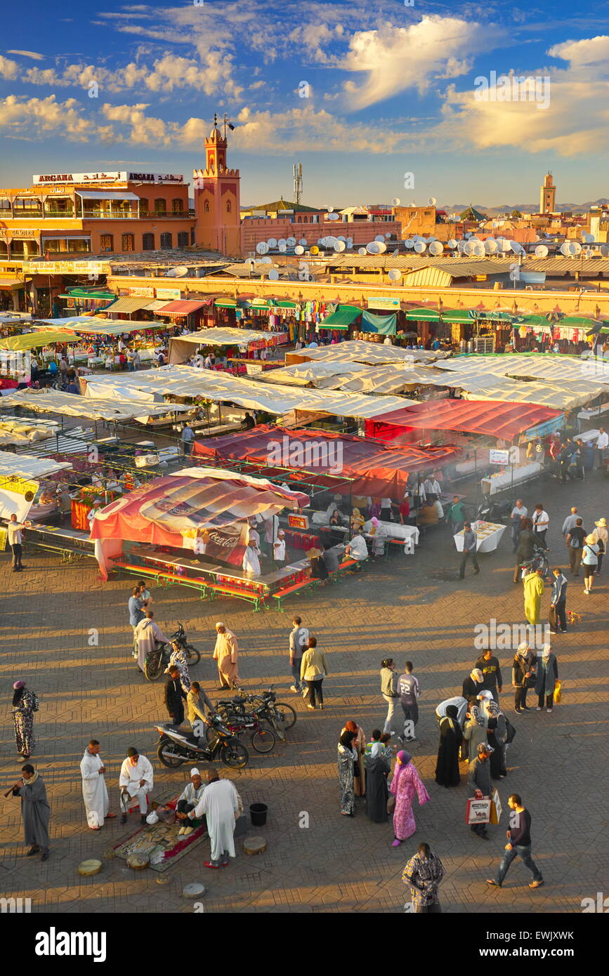Djemaa el Fna Platz in Marrakesch, Marokko, Afrika Stockfoto