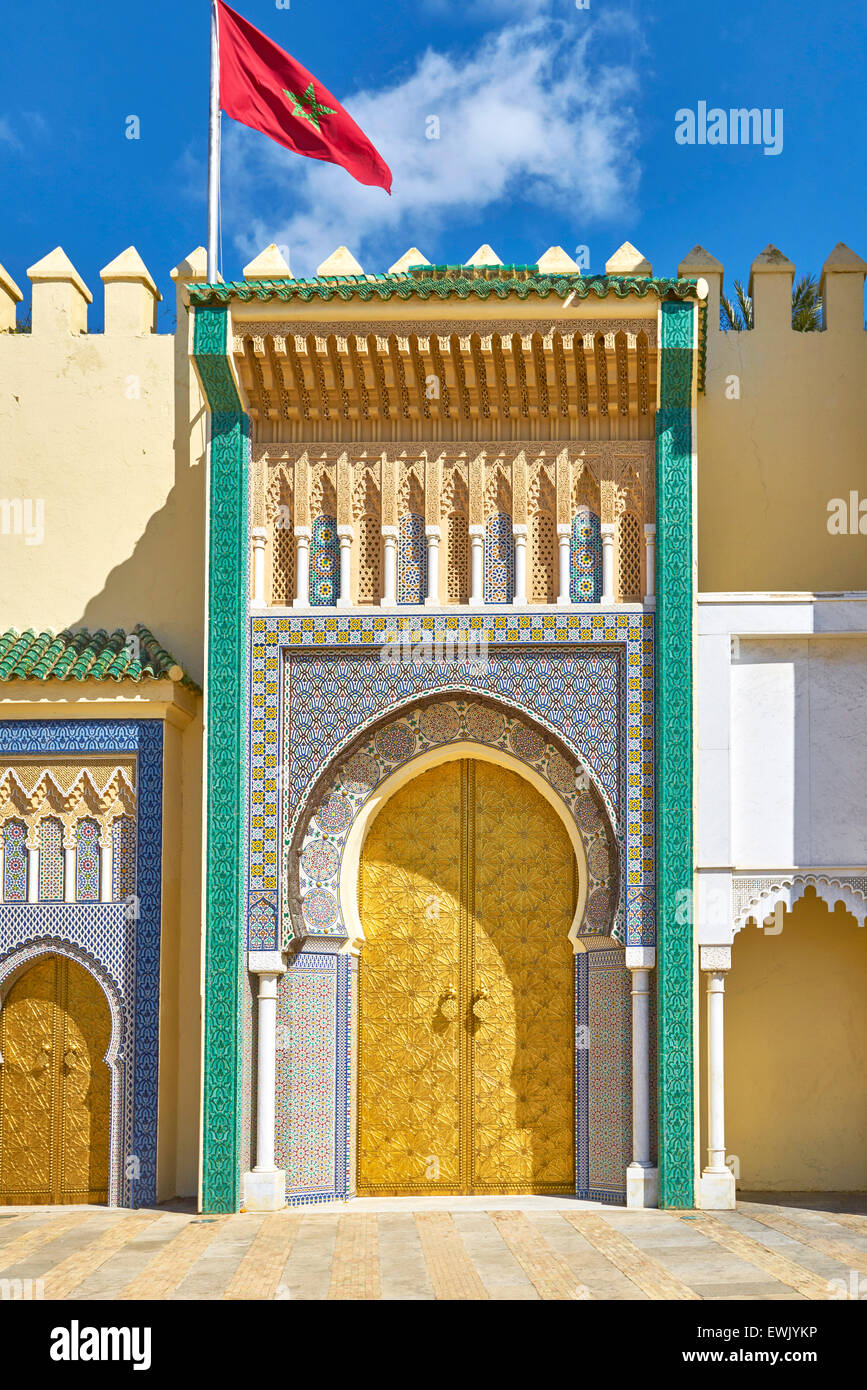 Eingang zum Königspalast in Fez, Marokko, Afrika Stockfoto