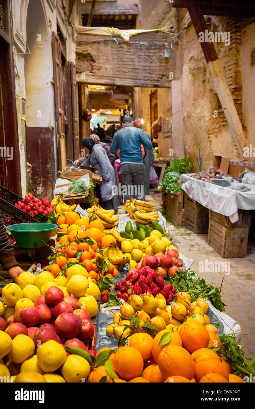 Straßen von Fes Medina, Marokko, Afrika Stockfoto