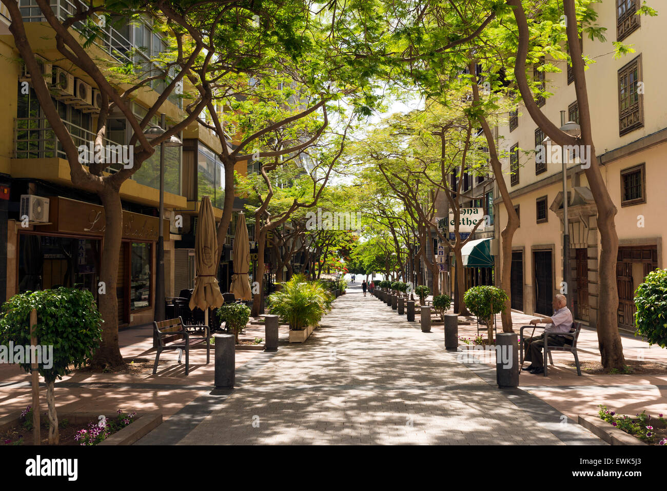 SANTA CRUZ, Teneriffa, Spanien - 21. Juni 2015: Innenstadt-Straße in Santa Cruz, der Hauptstadt von Teneriffa Stockfoto