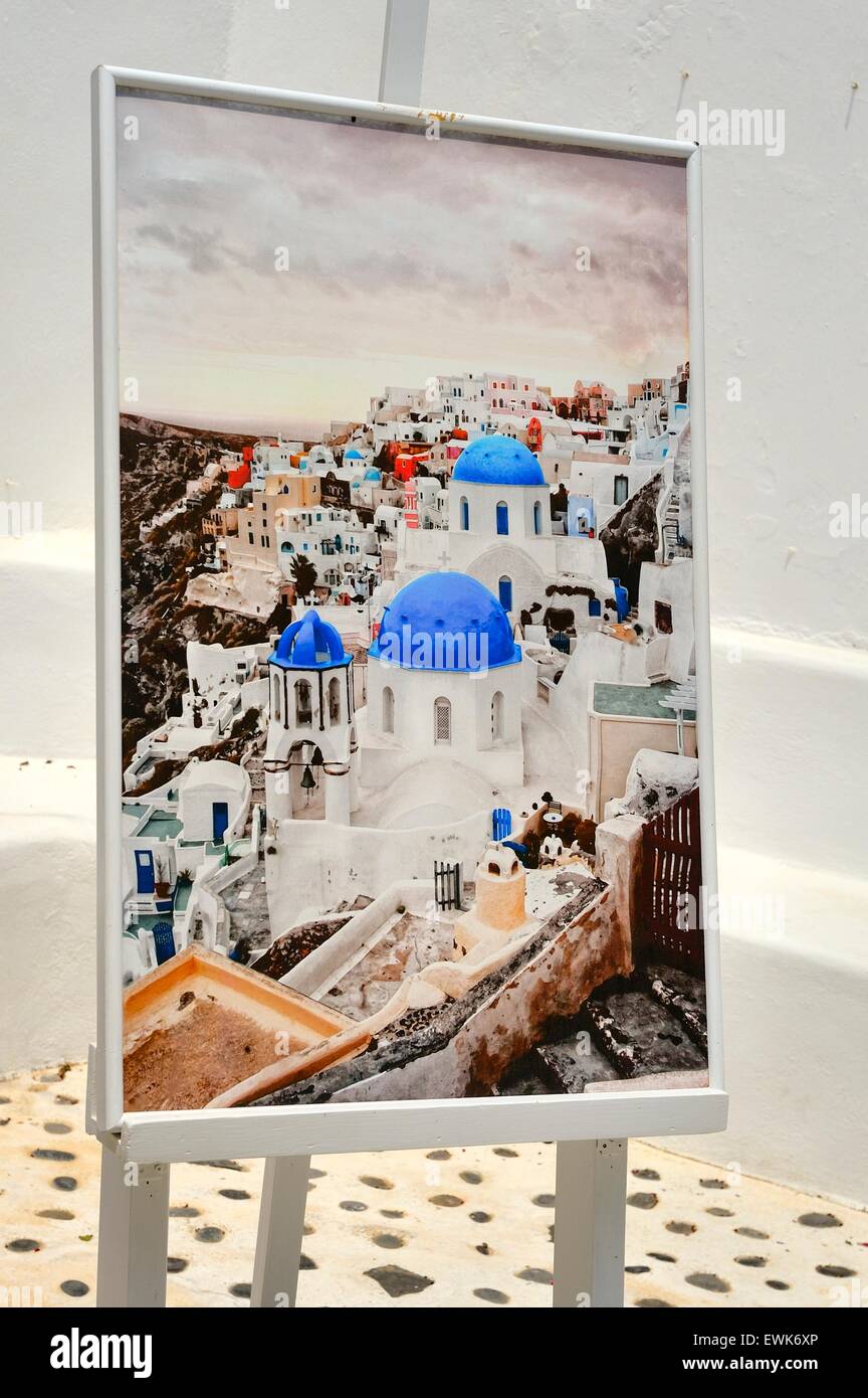 Ein Foto gerahmten Druck von Oia Santorini Griechenland Stockfoto
