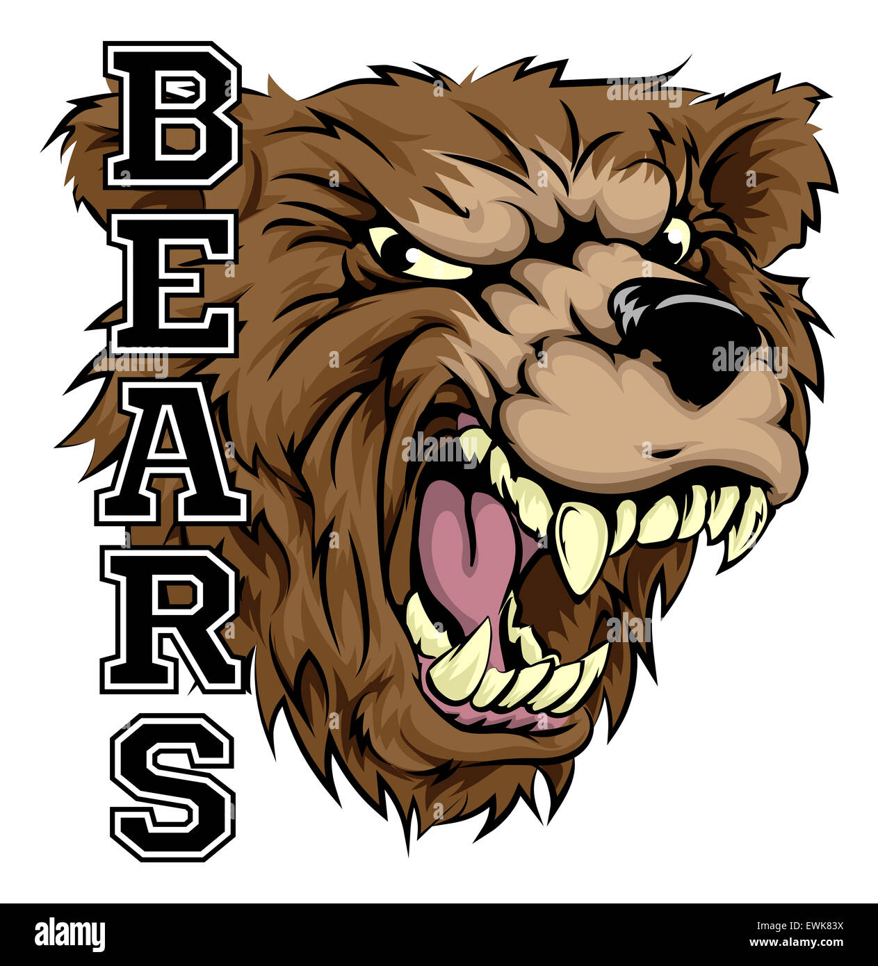 Eine Abbildung eines Bären Sport Maskottchen Kopf mit den Wort-Bären Stockfoto