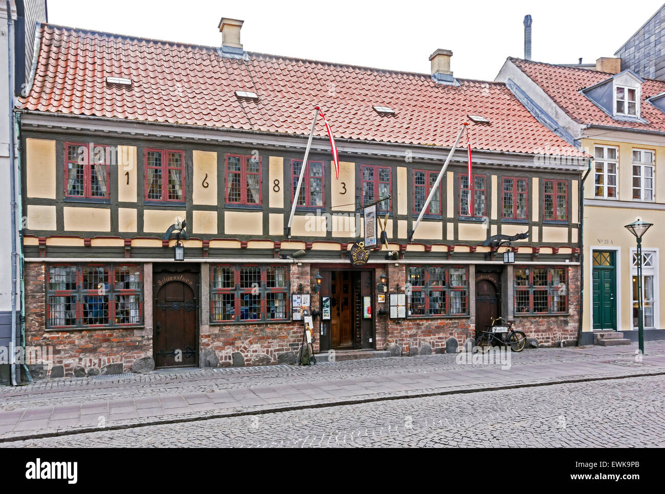 Den Gamle Kro Restaurant in Overgade Odense Dänemark Stockfoto