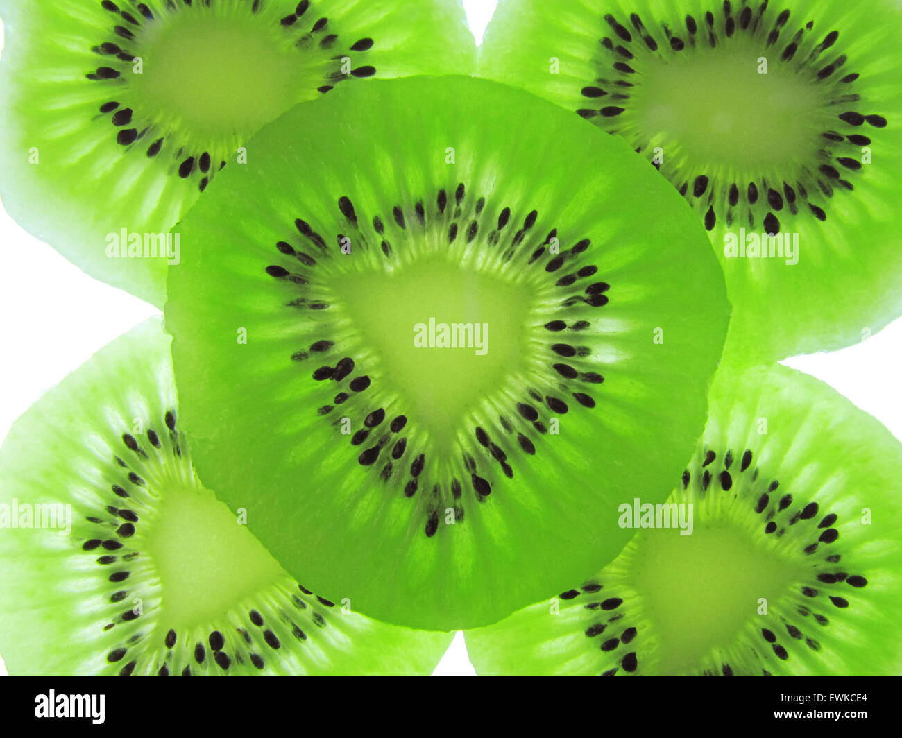 Abstrakte Foto einer grünen Kiwi-Frucht Stockfoto