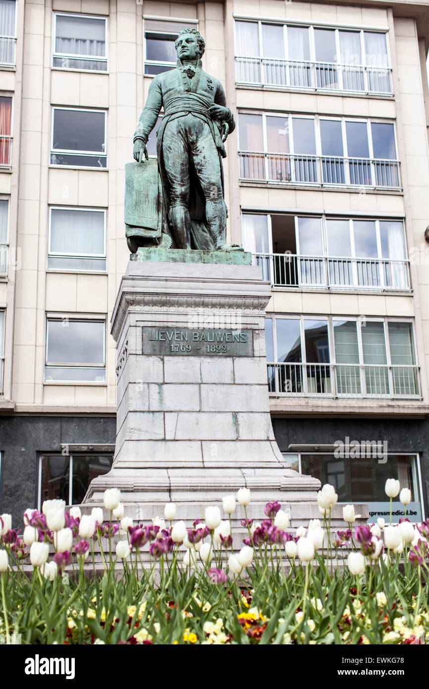 Statue von Lieven Bauwens, Gent, Belgien. Stockfoto