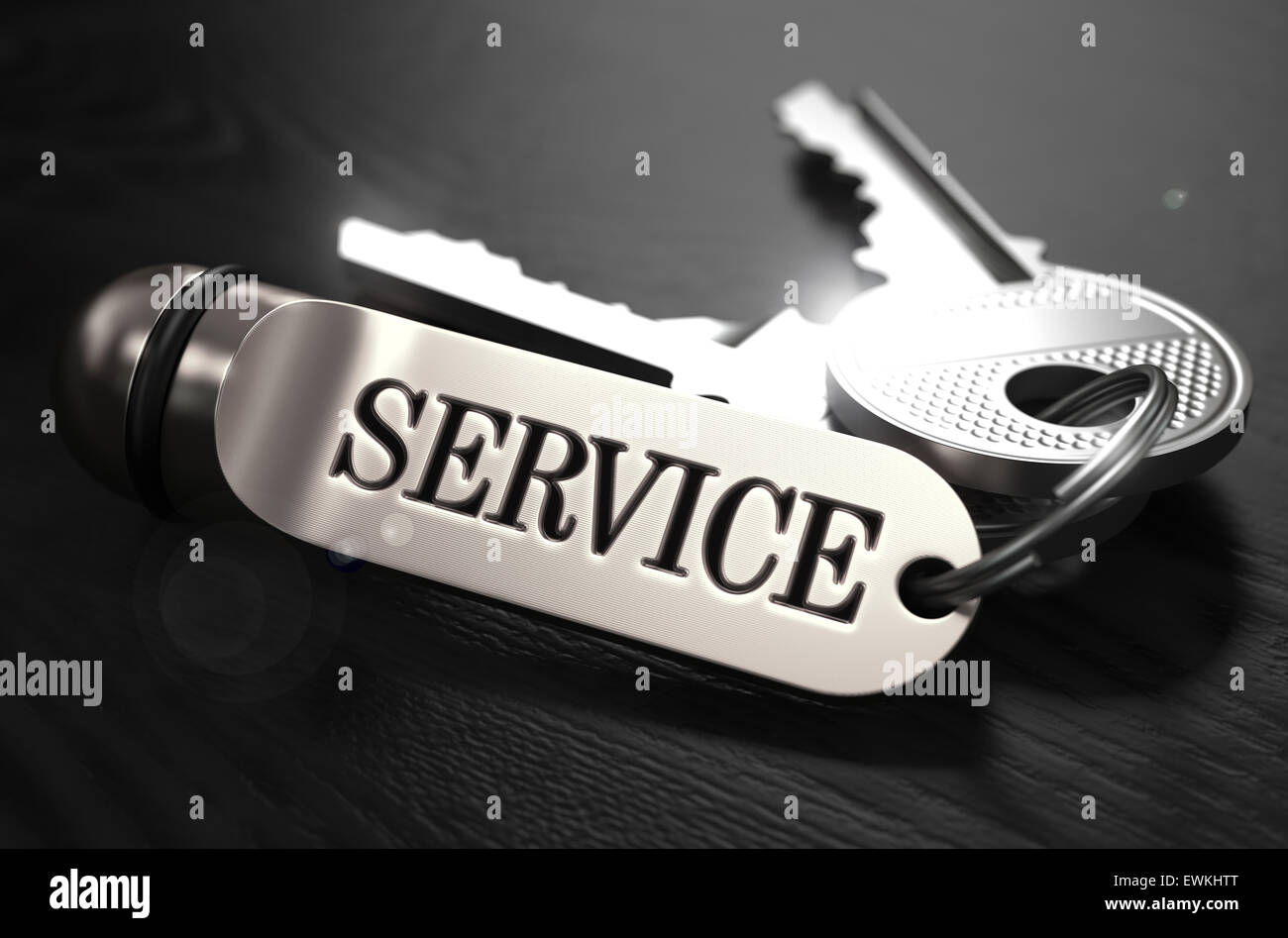 Service-Konzept. Schlüssel mit Schlüsselring. Stockfoto