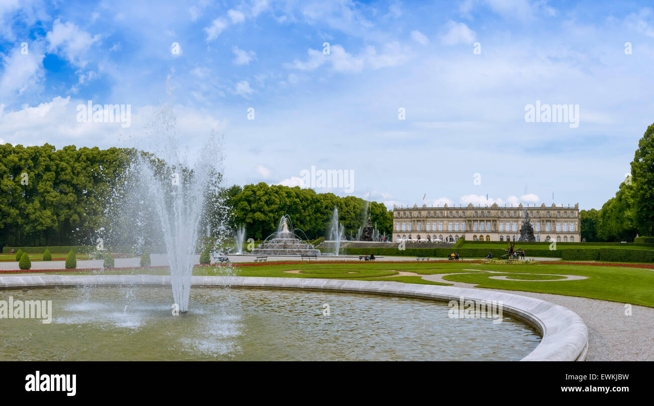 Schloss Herrenchiemsee, Schlossgarten, Herreninsel, Chiemsee, Chiemgau, Upper Bavaria, Bavaria, Germany, Europa Stockfoto