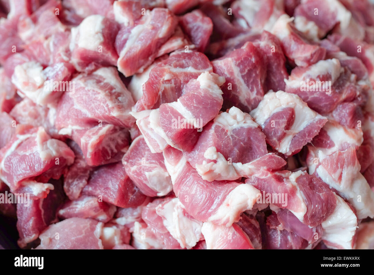 Haufen von rohem Schweinefleisch slice Stockfoto