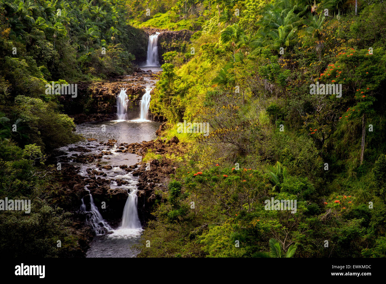 UmaUma fällt. Hawaii, Big Island. Stockfoto