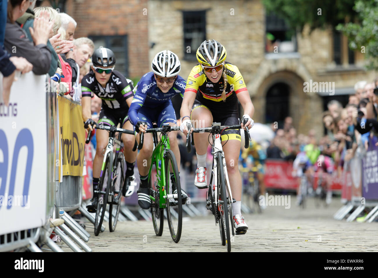 Womens National Road Race Championships 2015 - Kampf um Silber und Bronze Metall Positionen Stockfoto