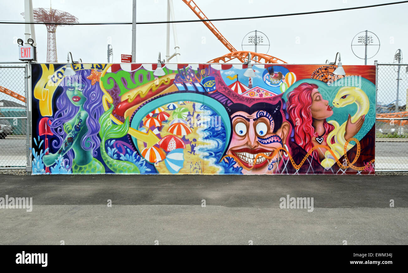 Eine der 30 oder so CONEY Kunst Wände in Coney Island, Brooklyn, New York City Stockfoto