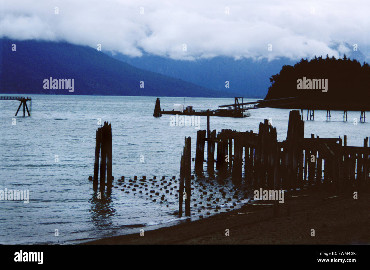 Pier am Chilkoot Inlet in Haines, Alaska. Stockfoto
