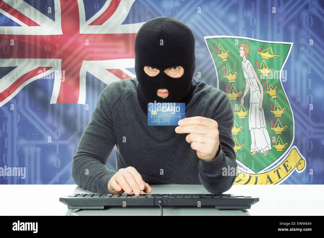 Cybercrime-Konzept mit Flagge auf Hintergrund - Britische Jungferninseln Stockfoto