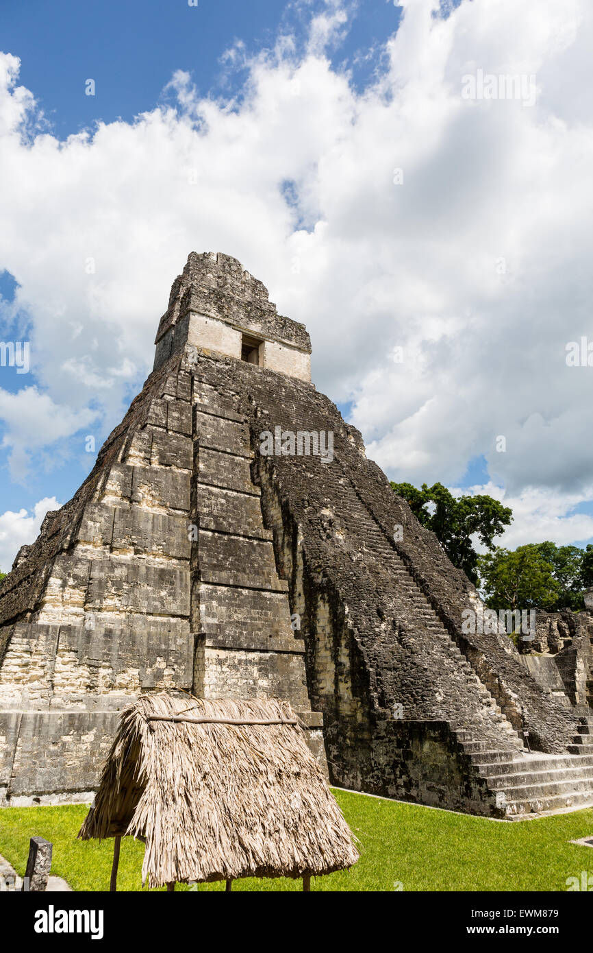 Ein Blick auf den alten Maya-Tikal Ruinen in Guatemala. Stockfoto