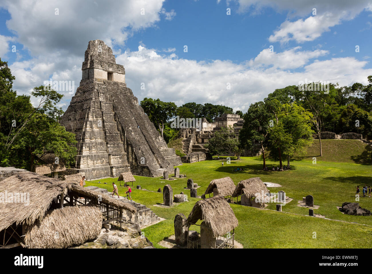 Ein Blick auf den alten Maya-Tikal Ruinen in Guatemala. Stockfoto