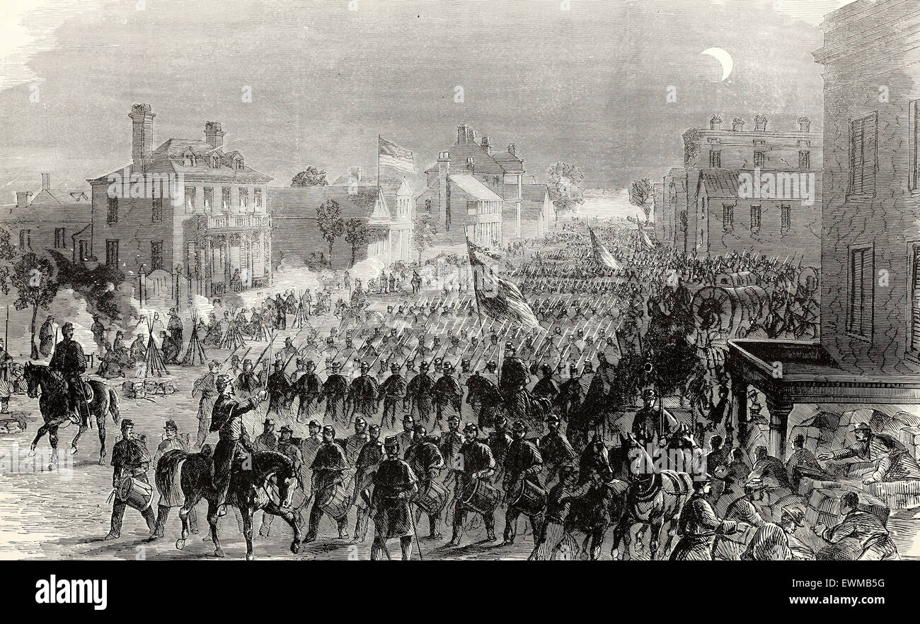 Allgemeine Stevens' brigade in Beaufort, SC, am Abend des 5. Dezember 1861 Stockfoto