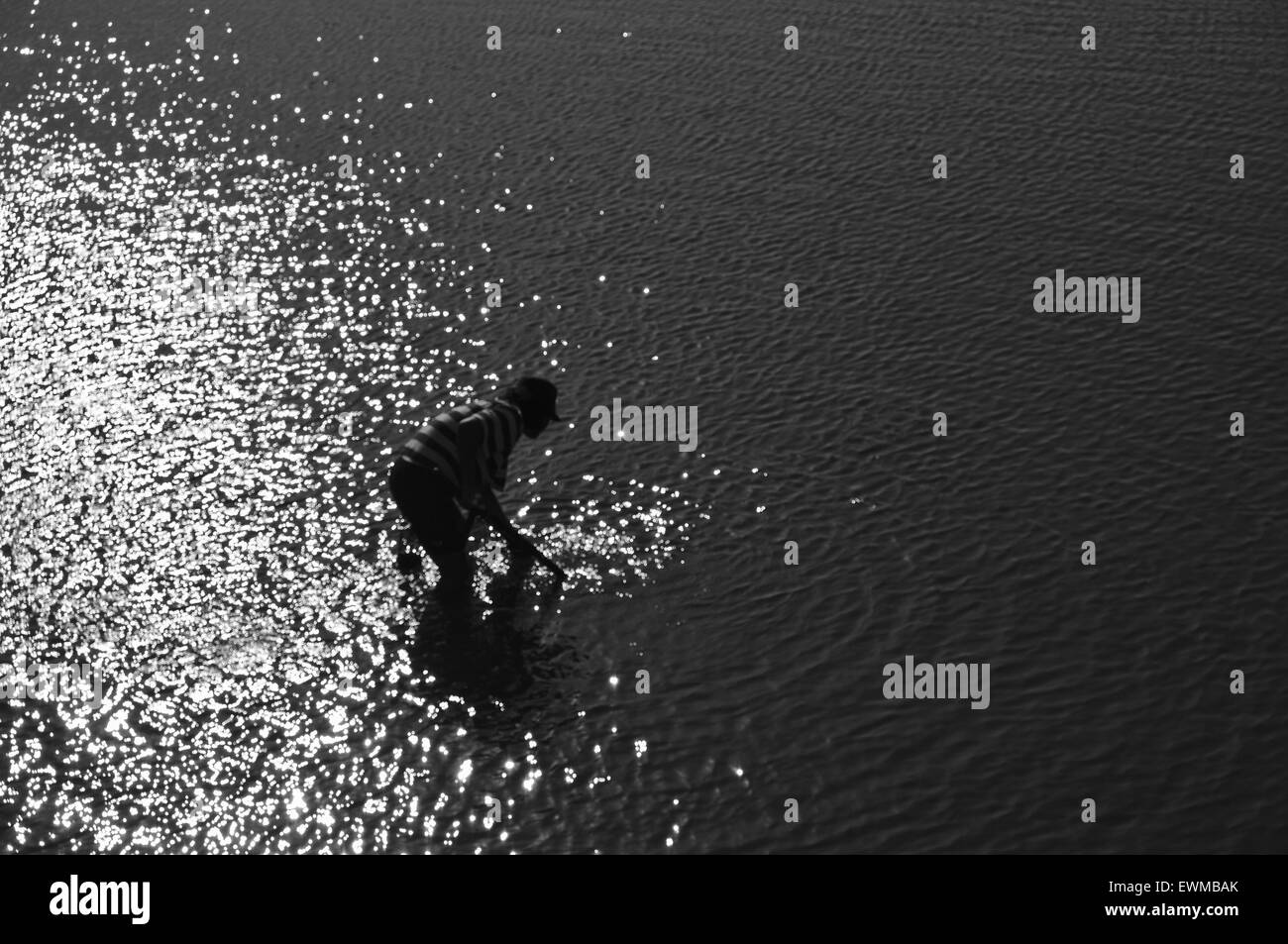 Fischer in einem Fluss. Algarve, Portugal Stockfoto