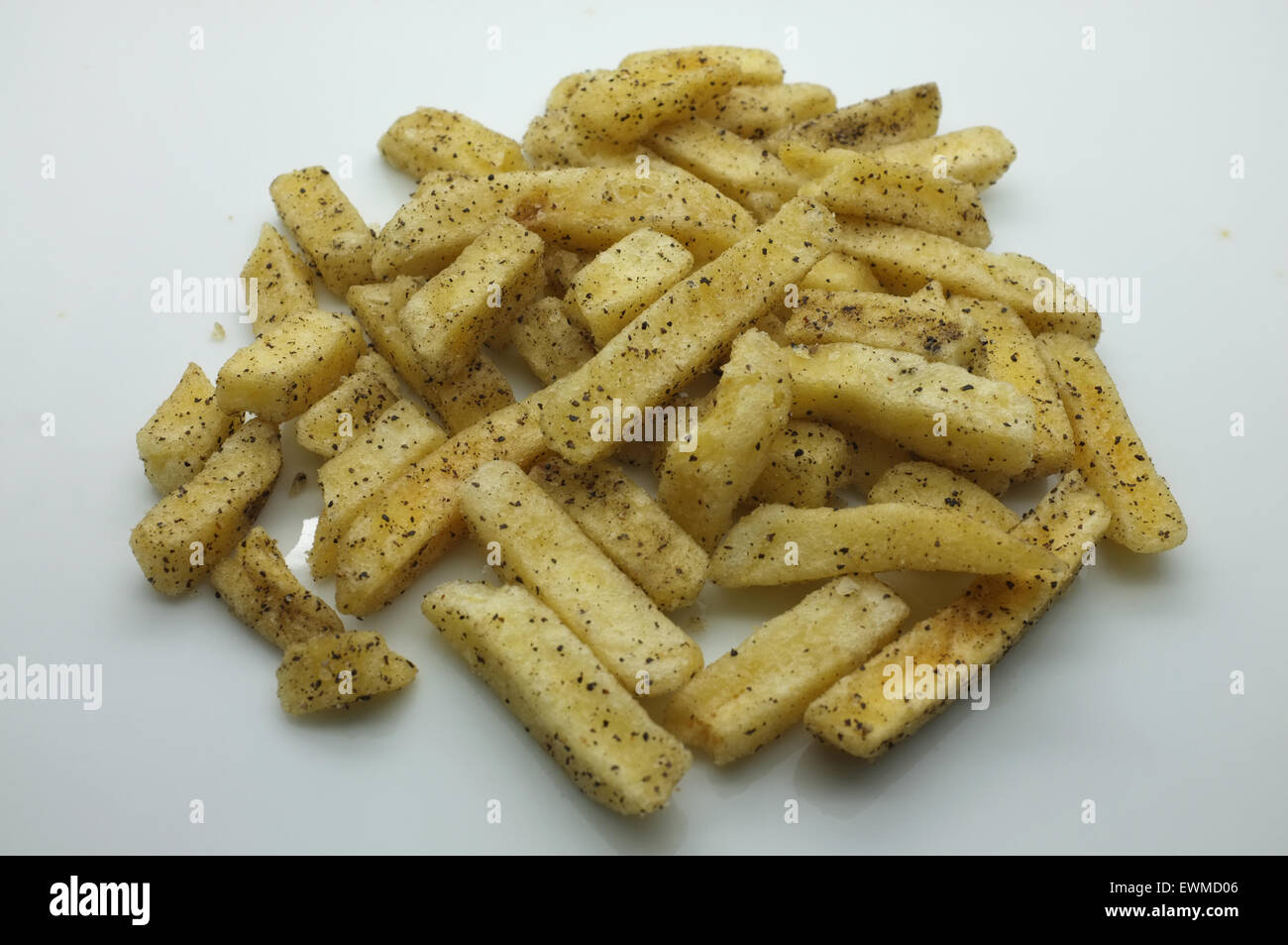 Haufen von gebratenen Kartoffel-Chips-sticks Stockfoto