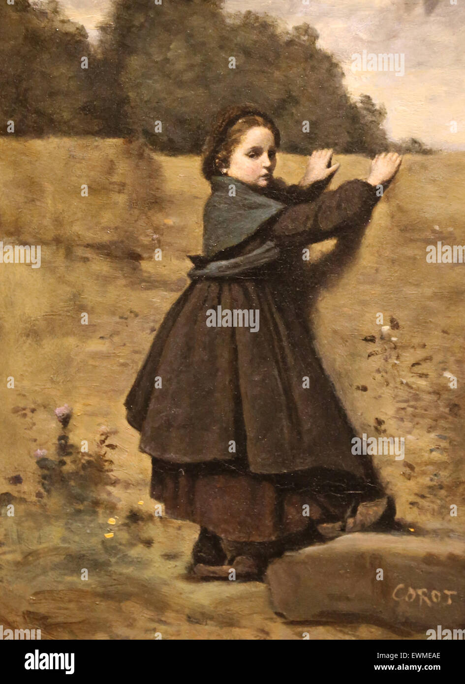 Camille Corot (1796-1875). Französischer Maler. Das neugierige Mädchen, 1860-64. Öl auf Holz. Metropolitan Museum of Art. NY. USA. Stockfoto