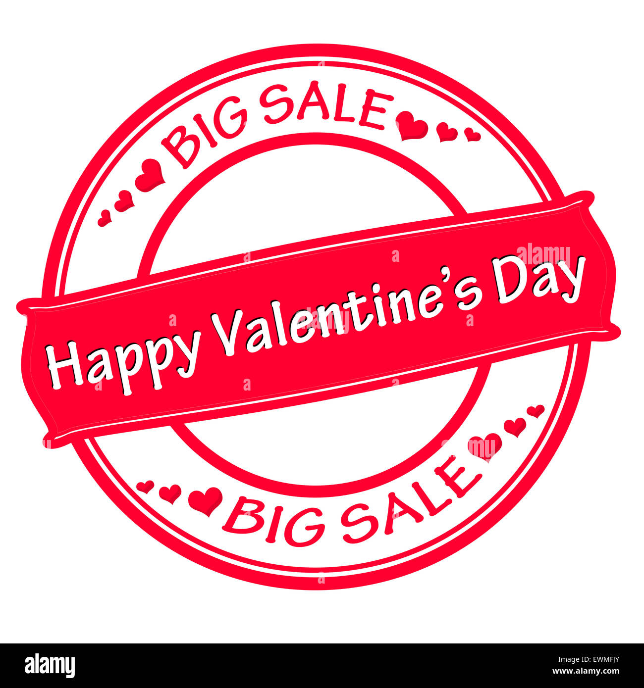 Stempel mit Text happy Valentine Tag große Verkauf innen, Abbildung Stockfoto