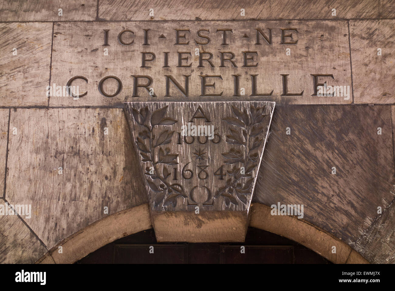 Geburtsort des französischen Dramatiker Pierre Corneille auf Rue De La Pie, Rouen, Frankreich Stockfoto