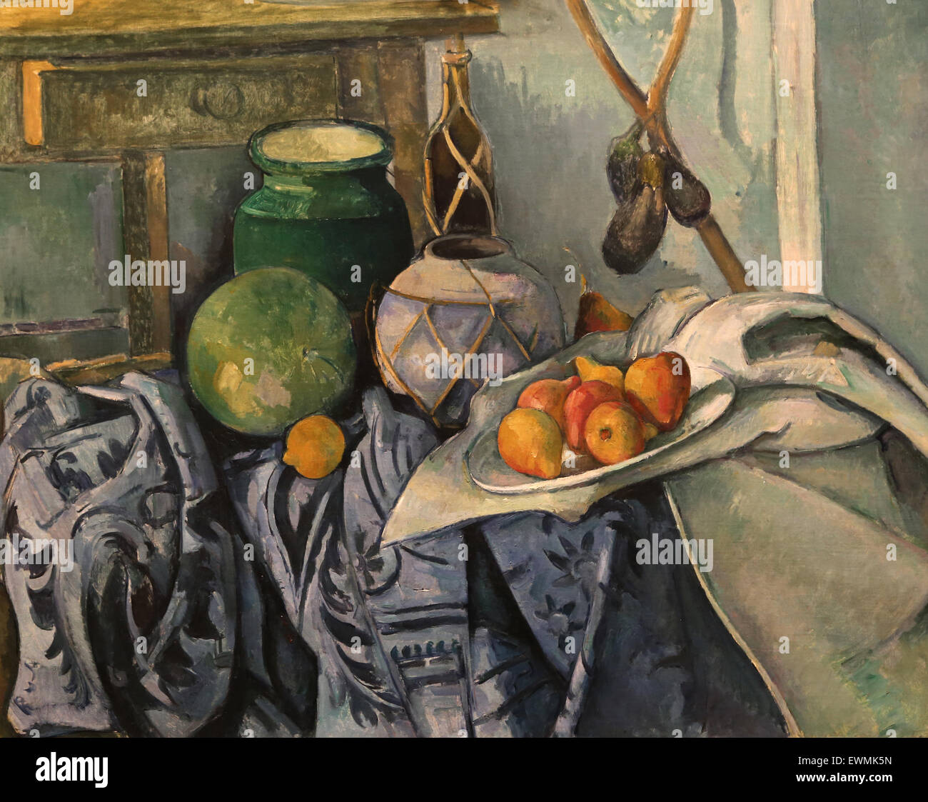 Paul Cézanne (1839-1906).  Französischer Maler. Stillleben mit einem Ingwer-Glas und Auberginen, 1893-94. Öl auf Leinwand. Metropolitan Muse Stockfoto
