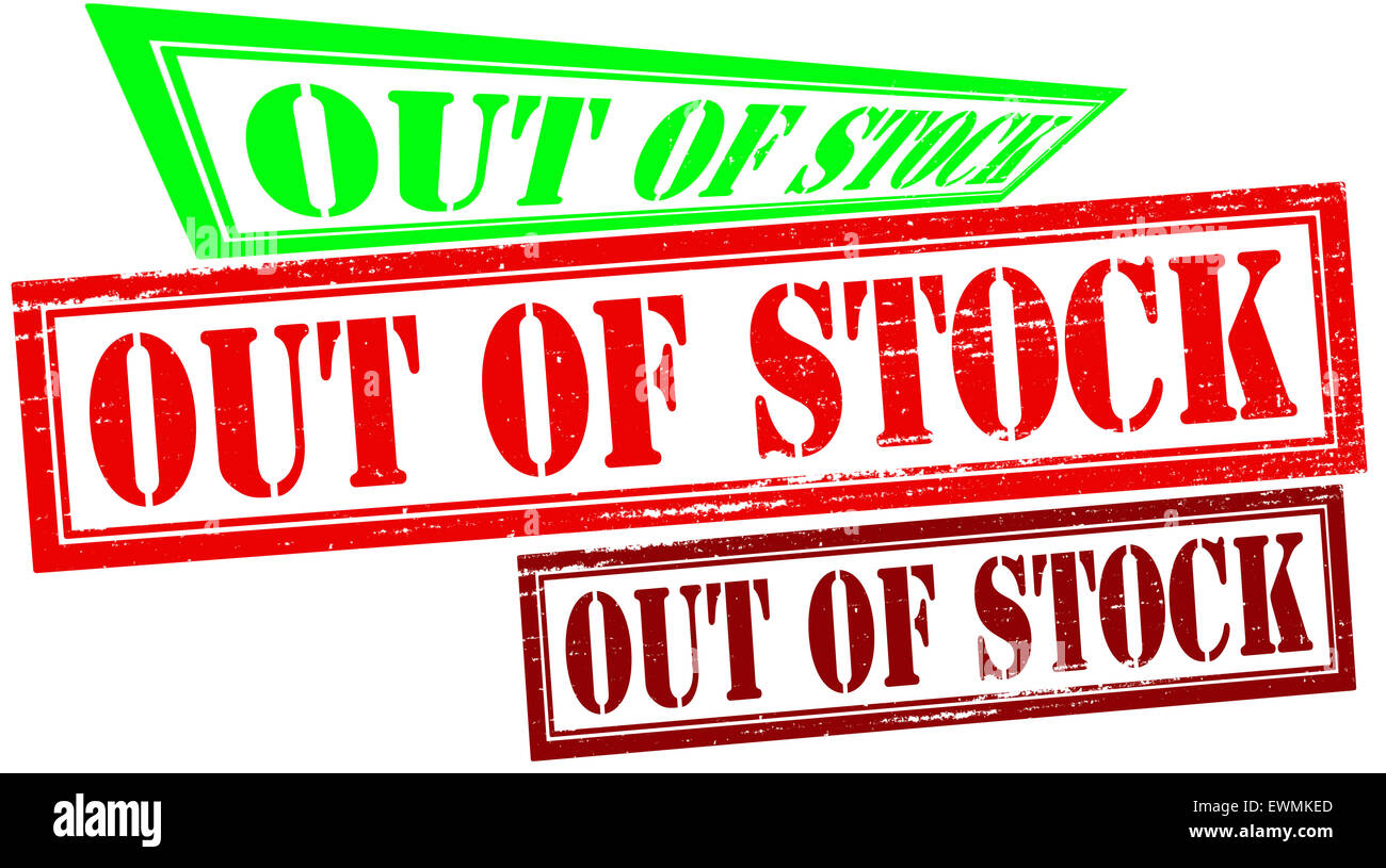Reihe von Briefmarken mit Text nicht vorrätig in Abbildung Stockfoto