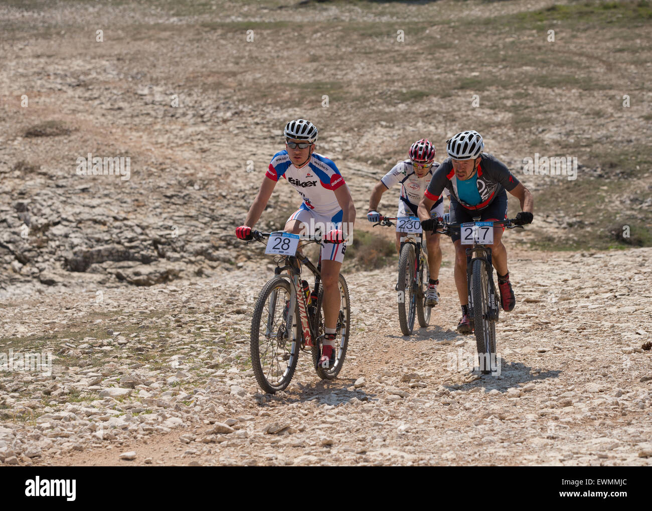Mountainbike-Rennen im Nationalpark Kamenjak, Istrien, Kroatien, Stockfoto
