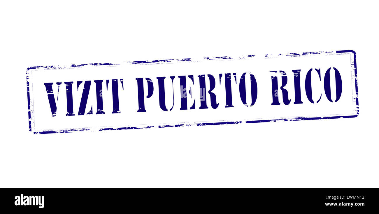 Stempel mit Text besuchen Puerto Rico in Haitianische Sprache innen, Abbildung Stockfoto