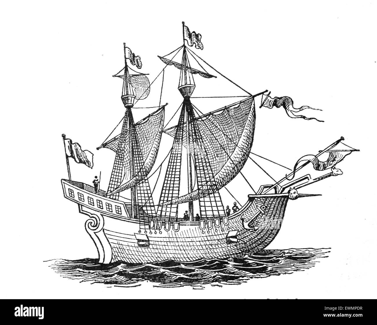 Victoria. Spanische Carrack. 1. Schiff erfolgreich die Welt umrunden. 1518-19. Forscher: F.Magellan und J. S. Elcano. Stockfoto