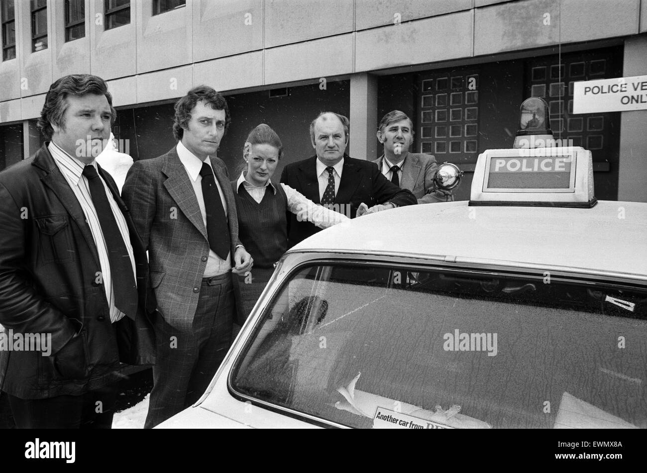 PC Brian Lawrie, Detective Sergeant Peter Weber, Detective Constable Angie Archibald, Detektiv Inspektor Stan Beechey und Detective Constable Douglas Clark. 23. Januar 1979. Stockfoto