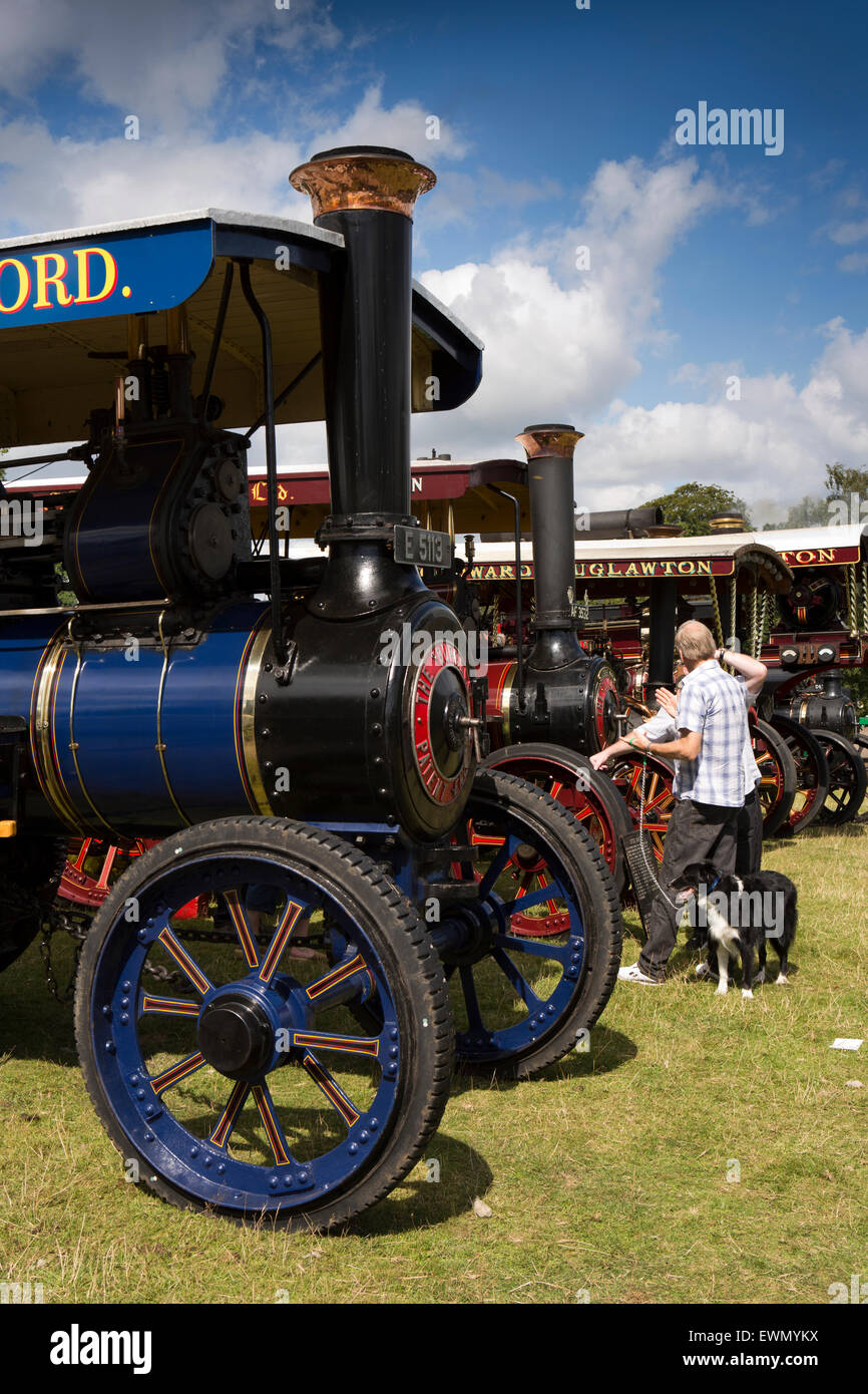 Großbritannien, England, Cheshire, Chelford, Astle Park Traction Motor Rally, Besucher Linie von Motoren Stockfoto