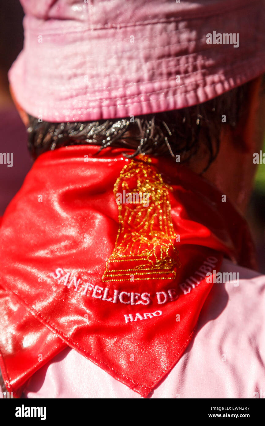 Detail der Halstuch. Schlacht von Weinfest. Haro. La Rioja. Spanien Stockfoto