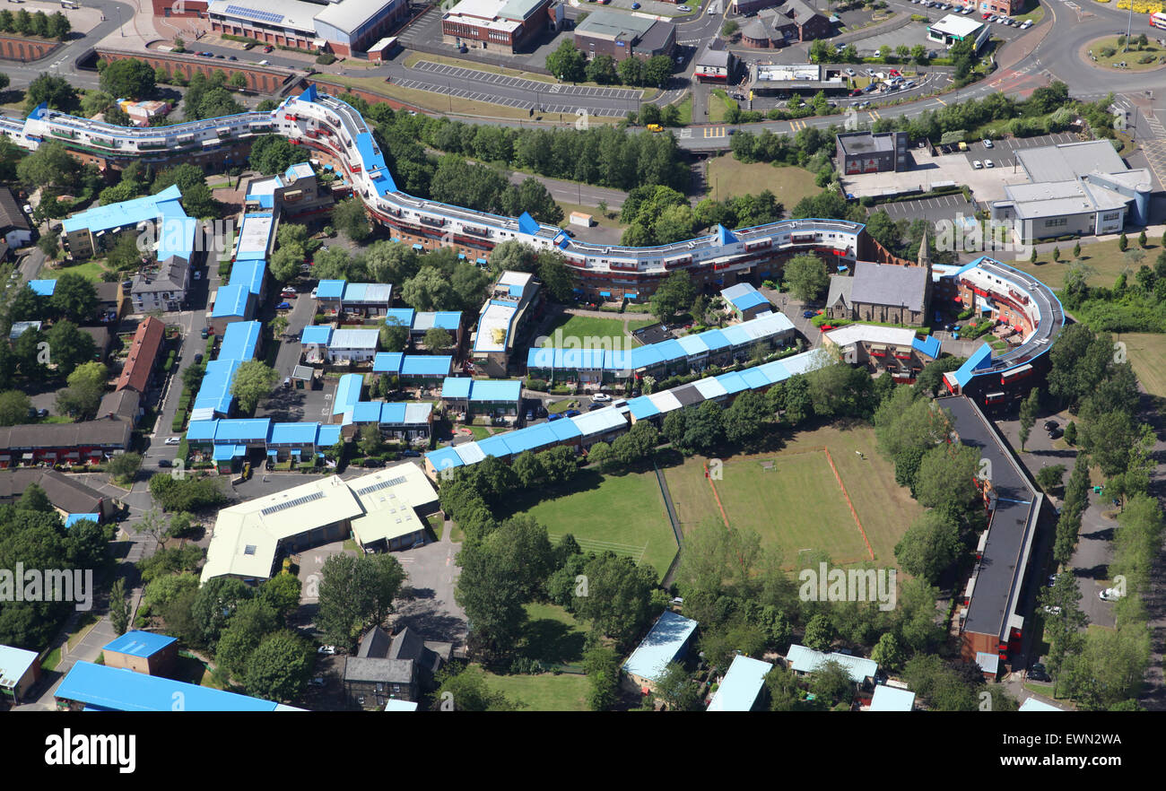 Luftaufnahme von Sozialwohnungen an Byker, Newcastle Upon Tyne, Großbritannien Stockfoto