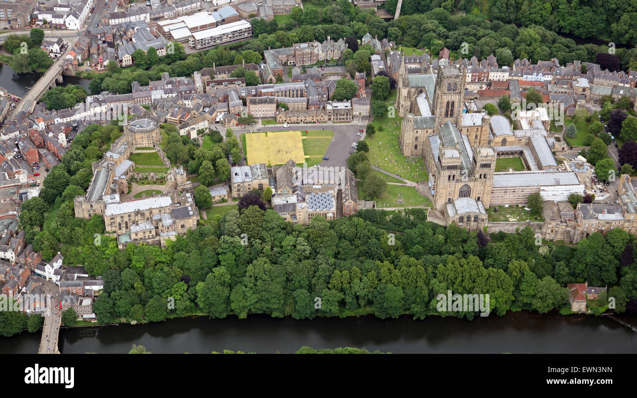 Luftaufnahme der Durham University & Kathedrale, UK Stockfoto