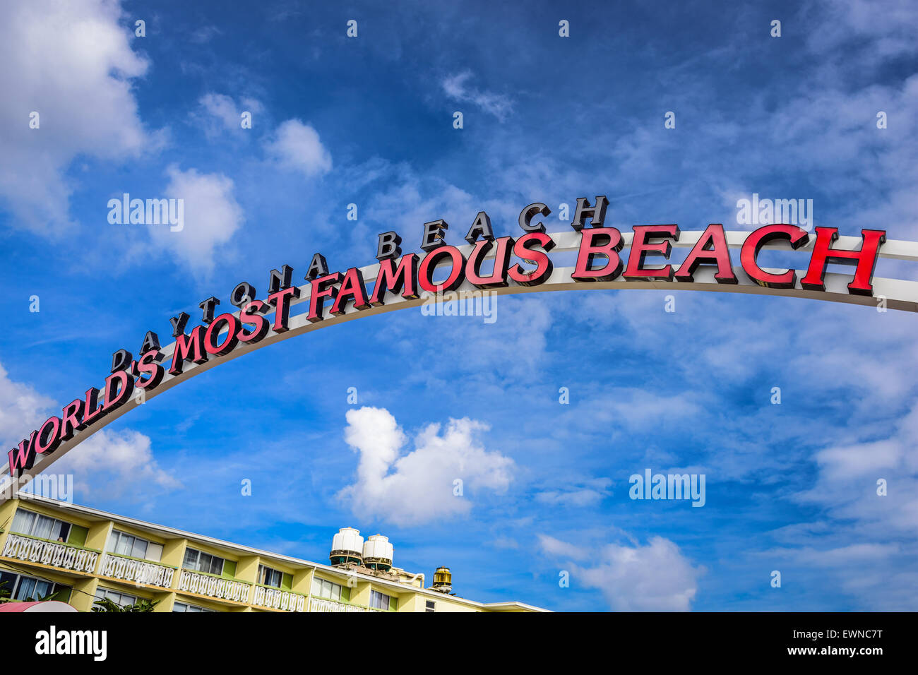 Willkommensschild in Daytona Beach, Florida, USA. Stockfoto