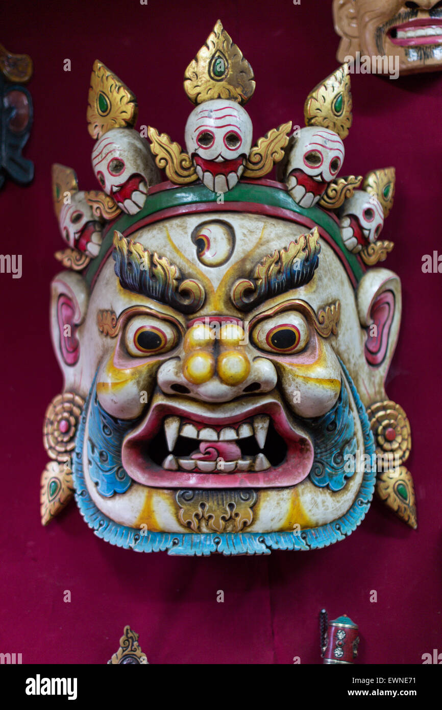 Bemalte Maske, Yathra, Bumthang, Bhutan Stockfoto