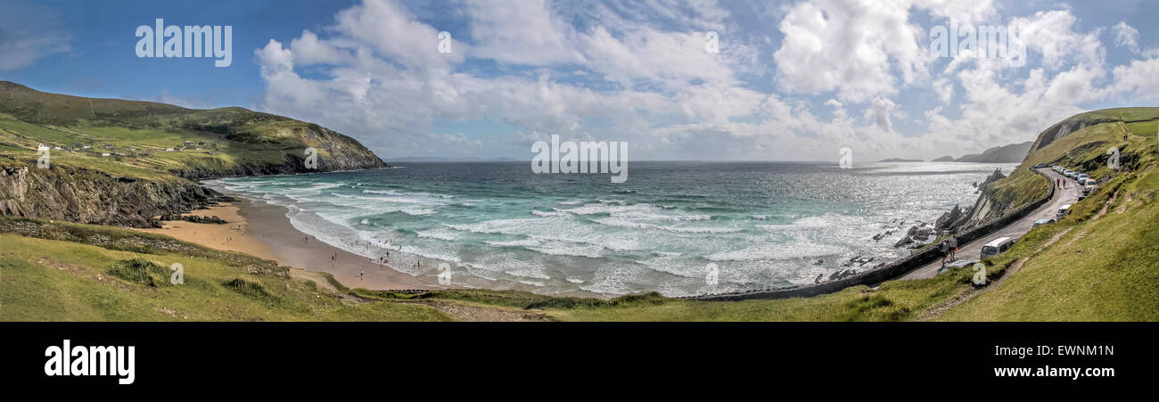 Panorama des Strandes Slea Head, Iveragh-Halbinsel, County Kerry, Irland Stockfoto