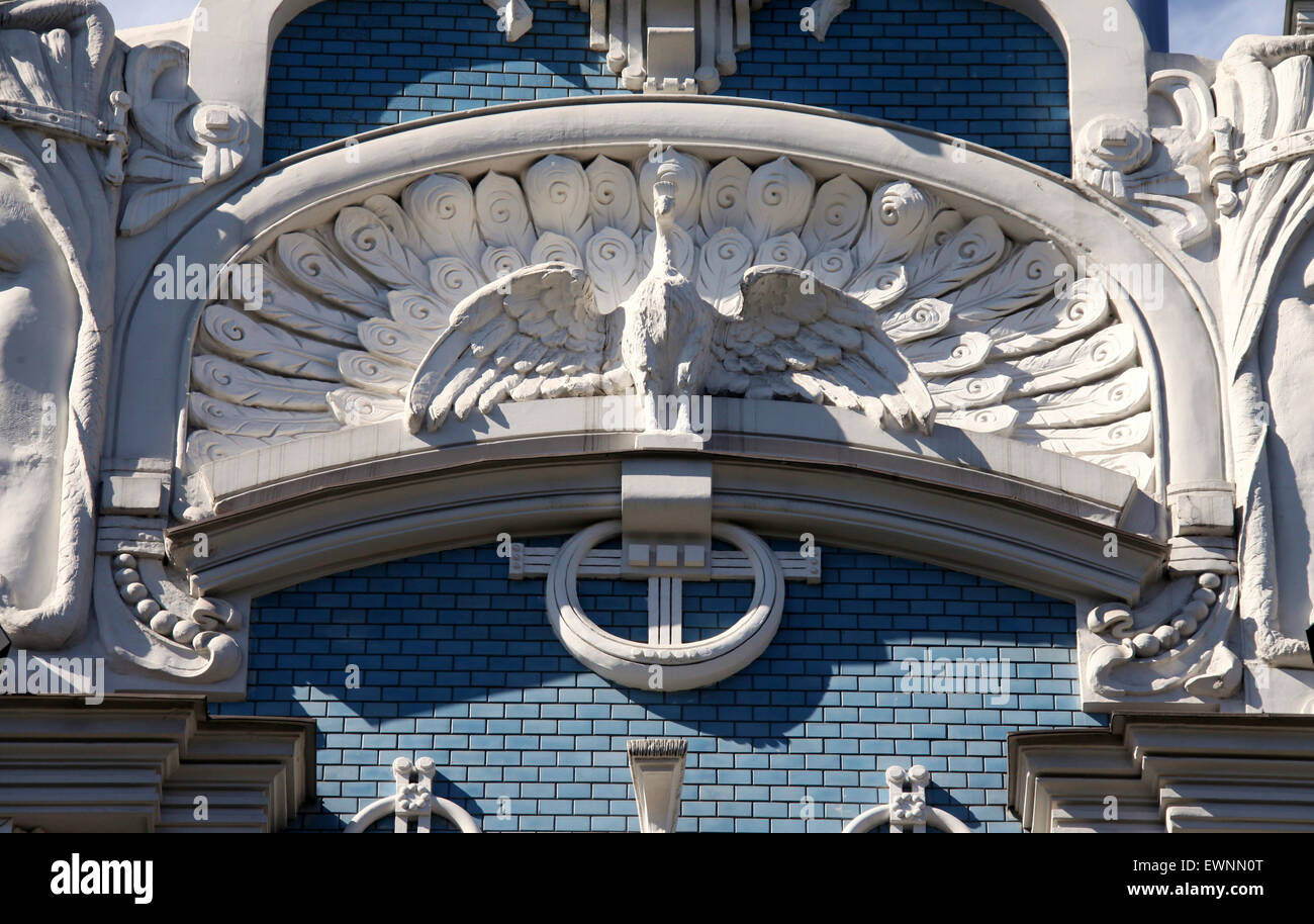 Berühmten Jugendstil-Architektur in Riga bei 10 b Elizabetes Street Stockfoto