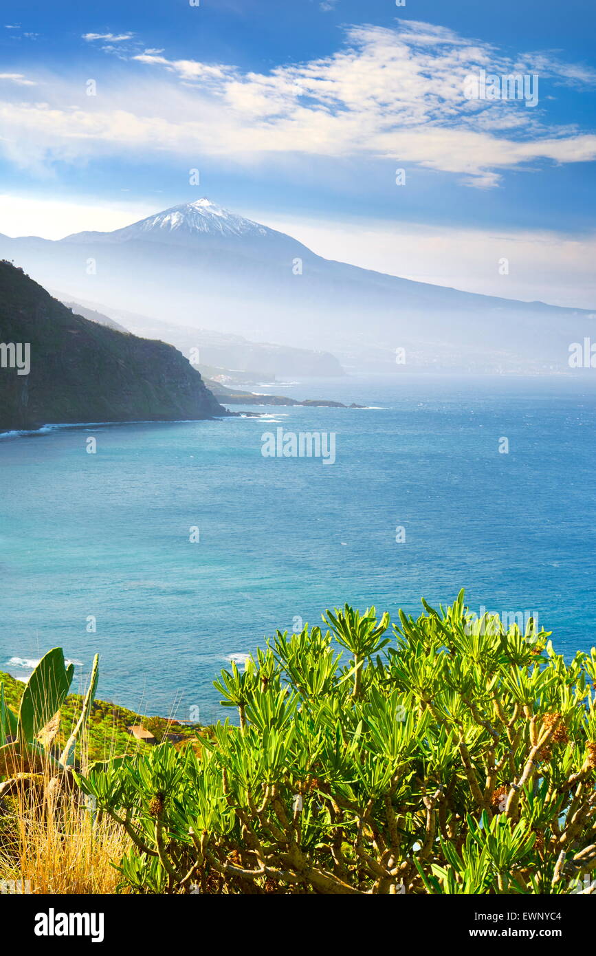 Teneriffa - Teide-Blick vom Norden Küste von Teneriffa, Kanarische Inseln, Spanien Stockfoto