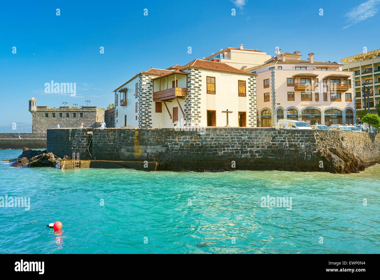 Puerto De La Cruz, Festung im Hafen von CityTenerife, Kanarische Inseln, Spanien Stockfoto