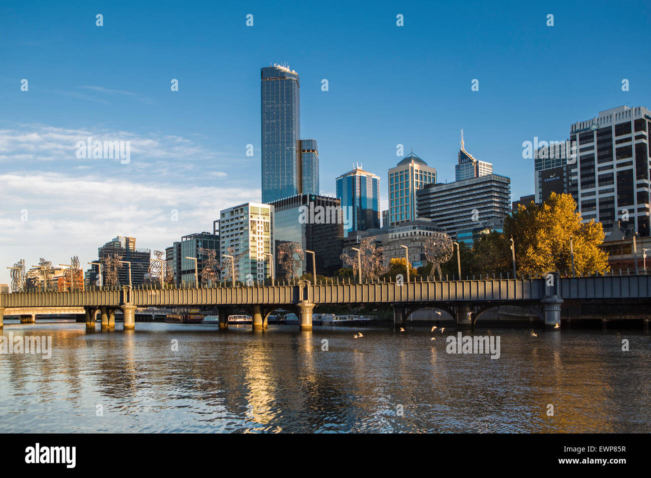 Skyline der Stadt, Yarra River, Melbourne, Australien Stockfoto